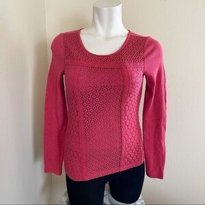 Lucky brand womens crochet lace red top size medium thermal top red washed
